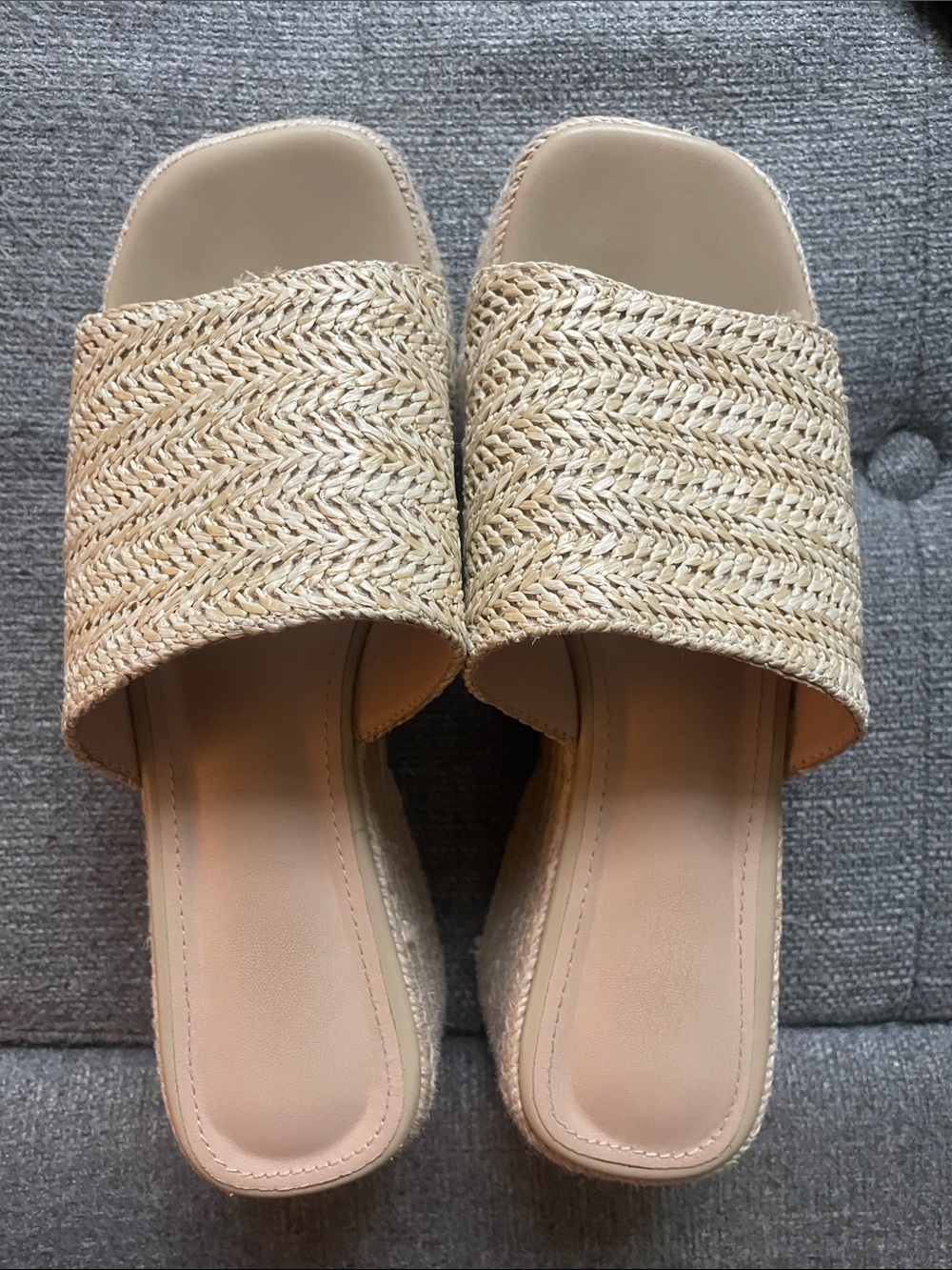 Women’s Natural Woven Slide Sandals - Neutral